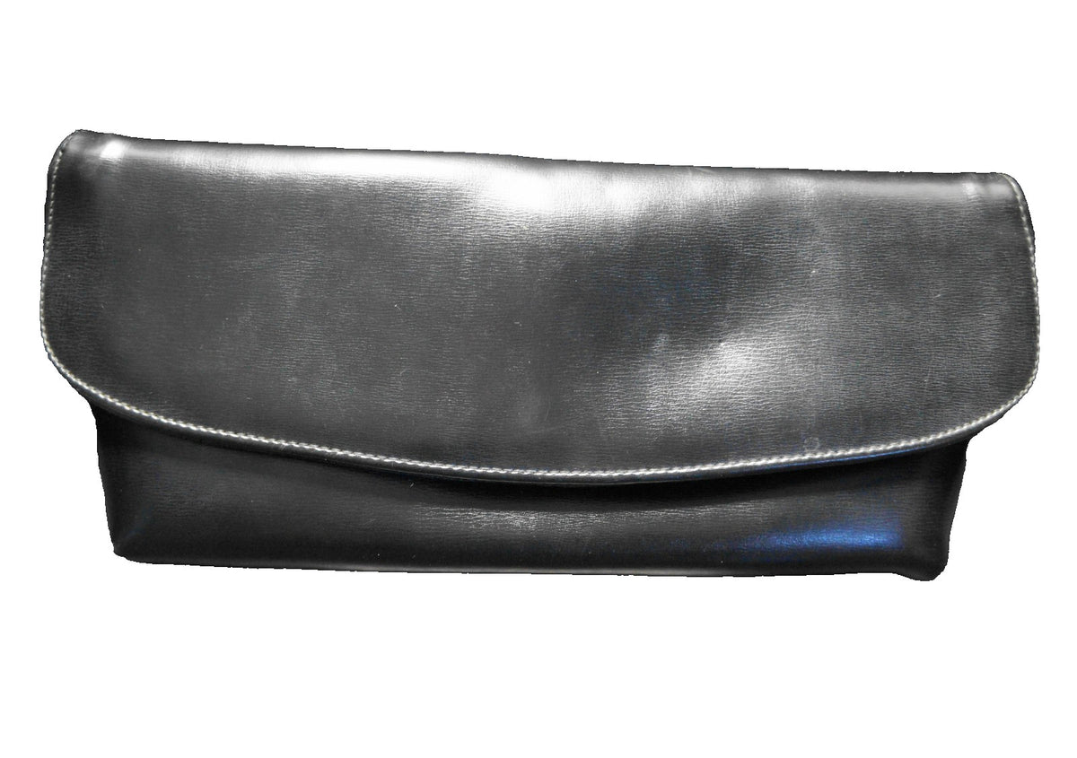Black Sleek Trapezoid Fold Over Clutch Purse