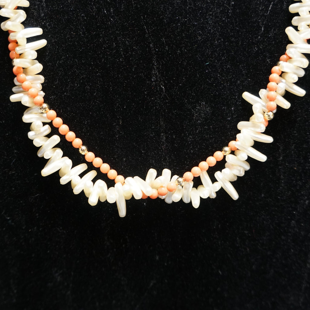 Napier Faux Coral Faux Pearl Torsade Necklace