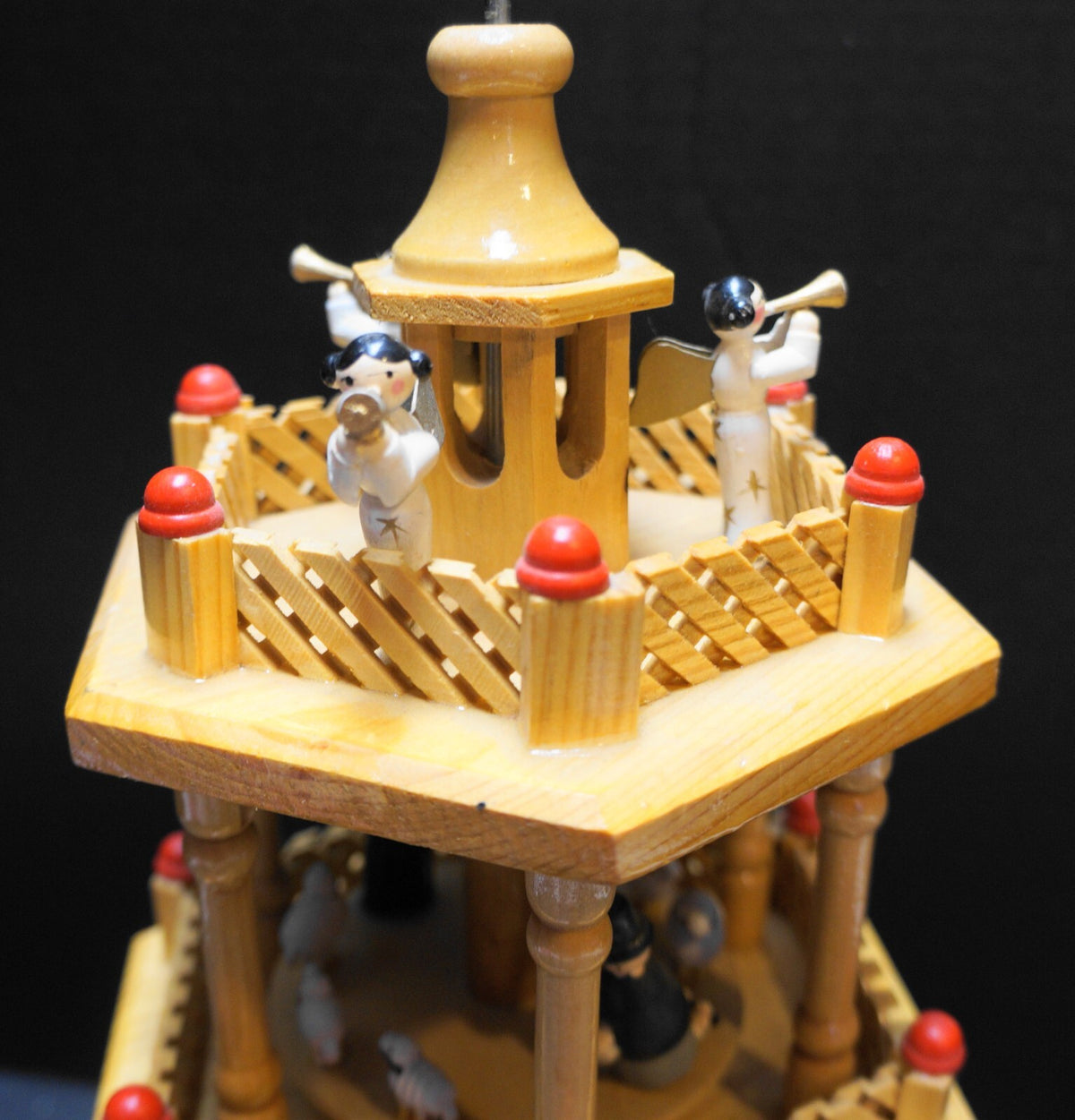 Germany Nativity Carousel Wood Hand Painted Vintage Incomplete