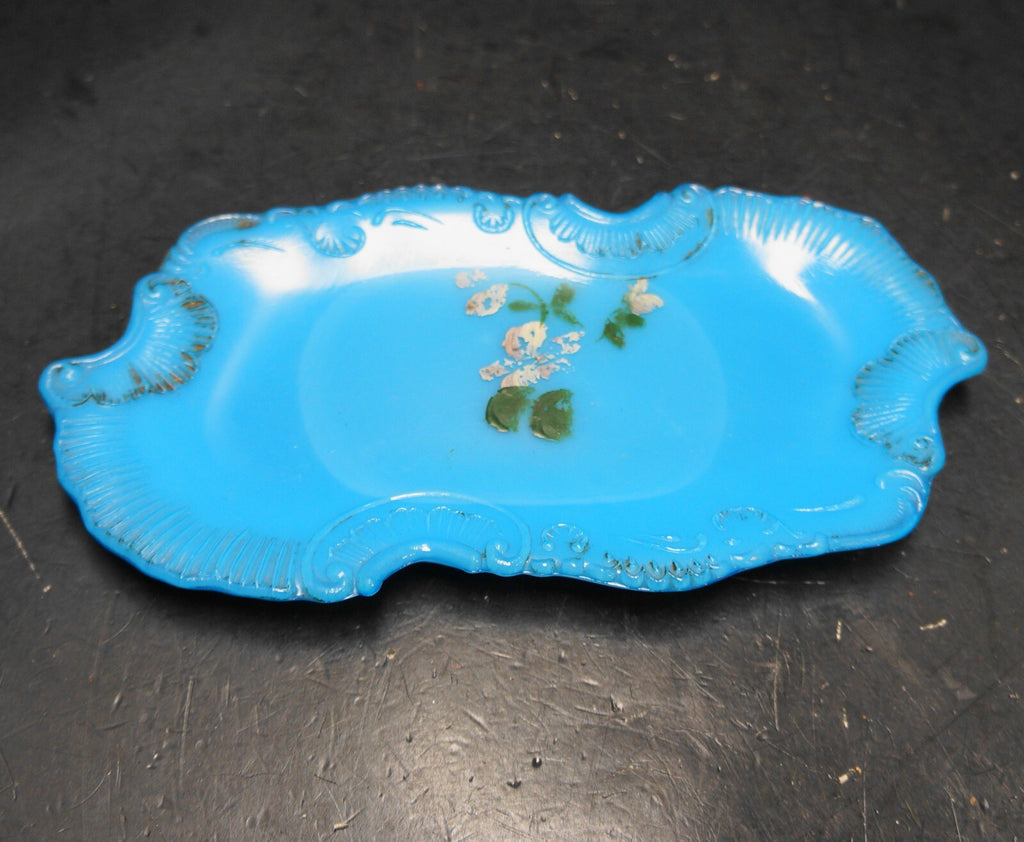 Dithridge EAPG Victorian Opaline Blue Milk Glass Dresser Vanity Tray