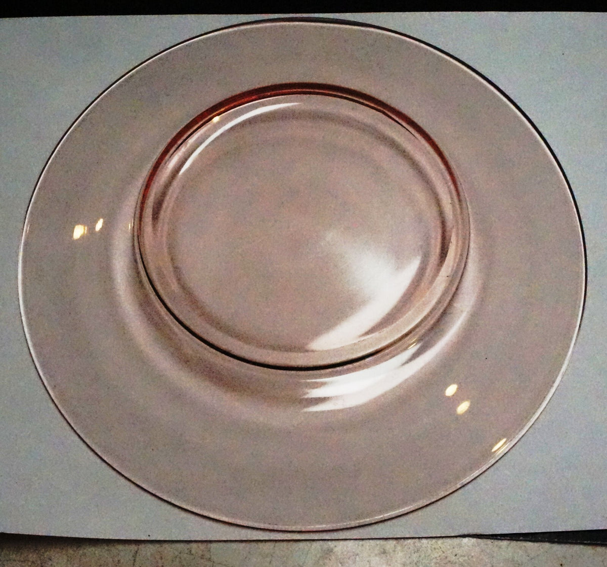 Pink Glass 8 1/8" Luncheon Plates Set of 7 Blown Glass