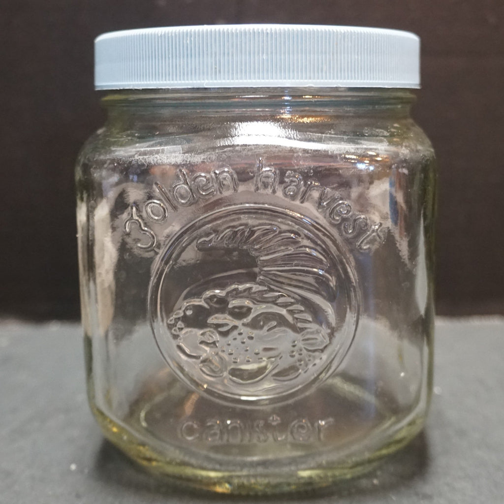 Golden Harvest Short Glass Canister 1L 1 QT Pale Blue Plastic Lid