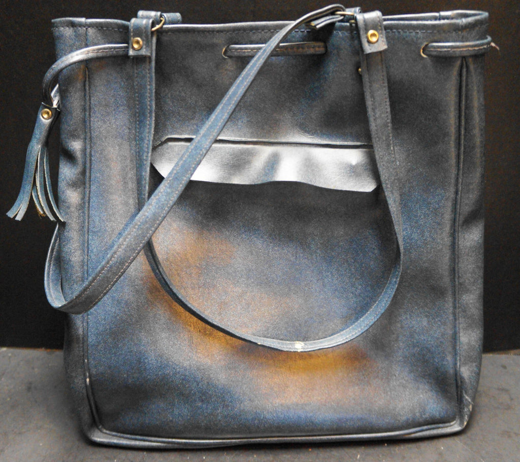 Laminet Tooled Dyed Floral Vinyl Purse Tote Drawstring
