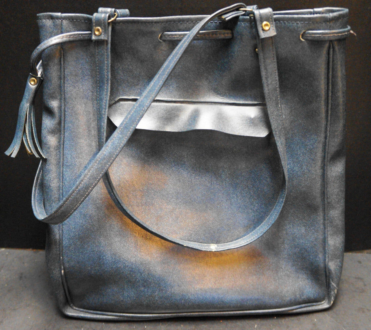 Laminet Tooled Dyed Floral Vinyl Purse Tote Drawstring