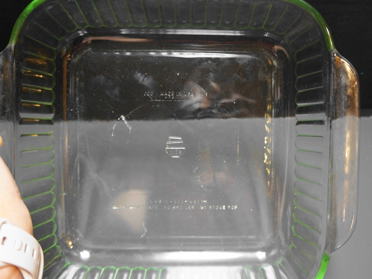 Martha Stewart Green Glass Ribbed Square 2 Qt Baking Dish
