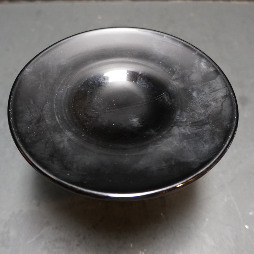 Black Glass Candle Stick Holder Single Light Depression Art Deco Indiana Diamond