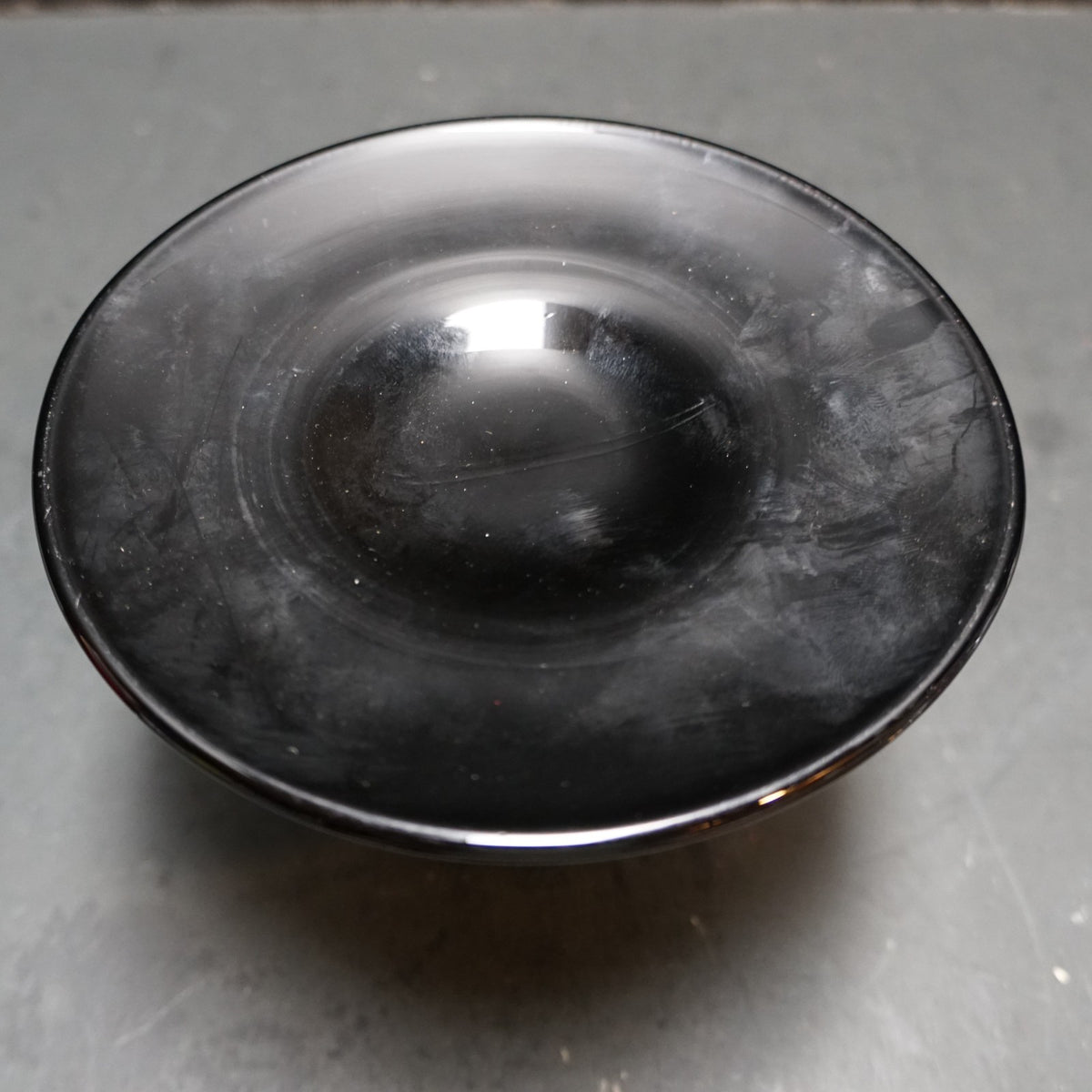 Black Glass Candle Stick Holder Single Light Depression Art Deco Indiana Diamond