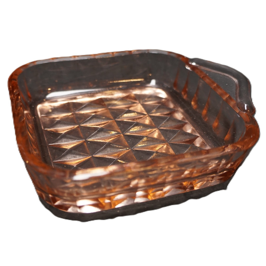 Jeannette Glass Windsor Pink Depression Glass 4" Square Tab Handle Tray