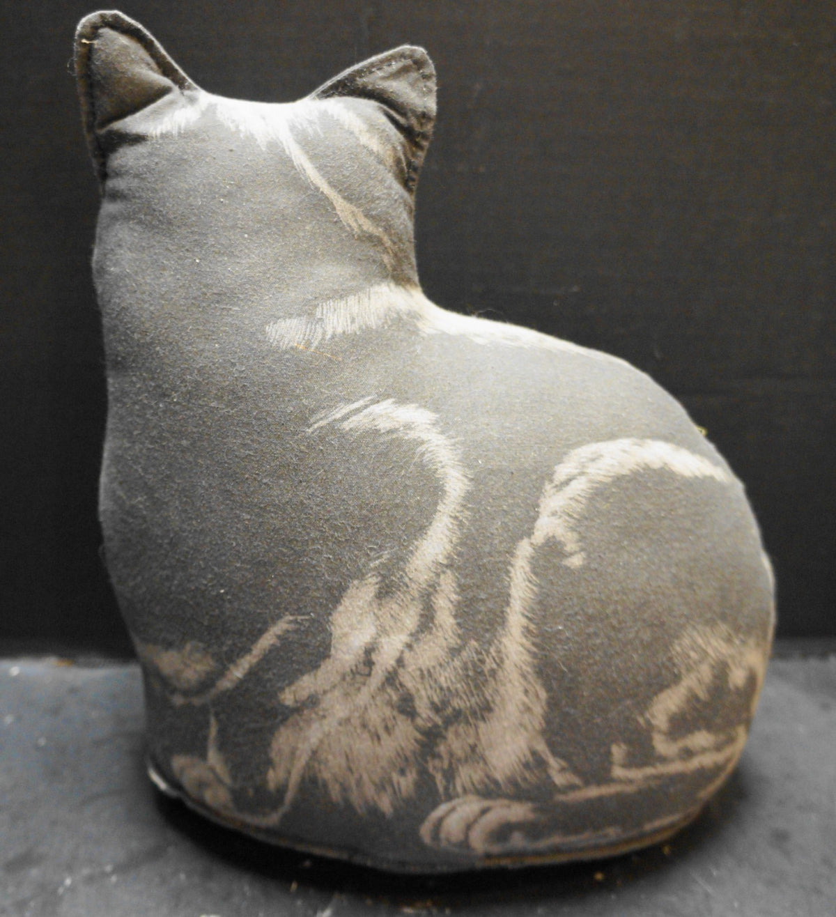 Adeline Halvorson Gray Tabby Cat Fabric Stuffed Doorstop 11" Weighted Base