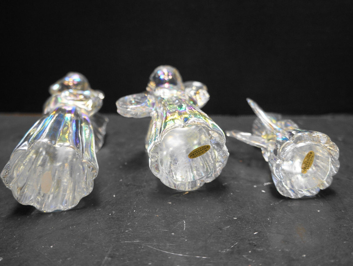 SIlvestri Iridescent Glass Angels Musical Instruments Trio Figurines Tawian