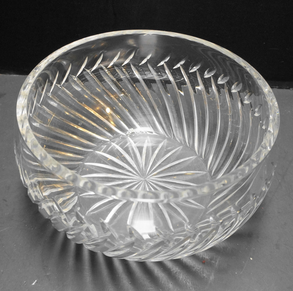 Badash Crystal 1980s Heavy Lead Crystal Diagonal Cut Serving Bowl 8 IN