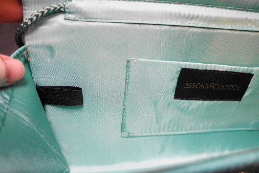Jessica McClintock Green Ruched Evening Bag Clutch NWT