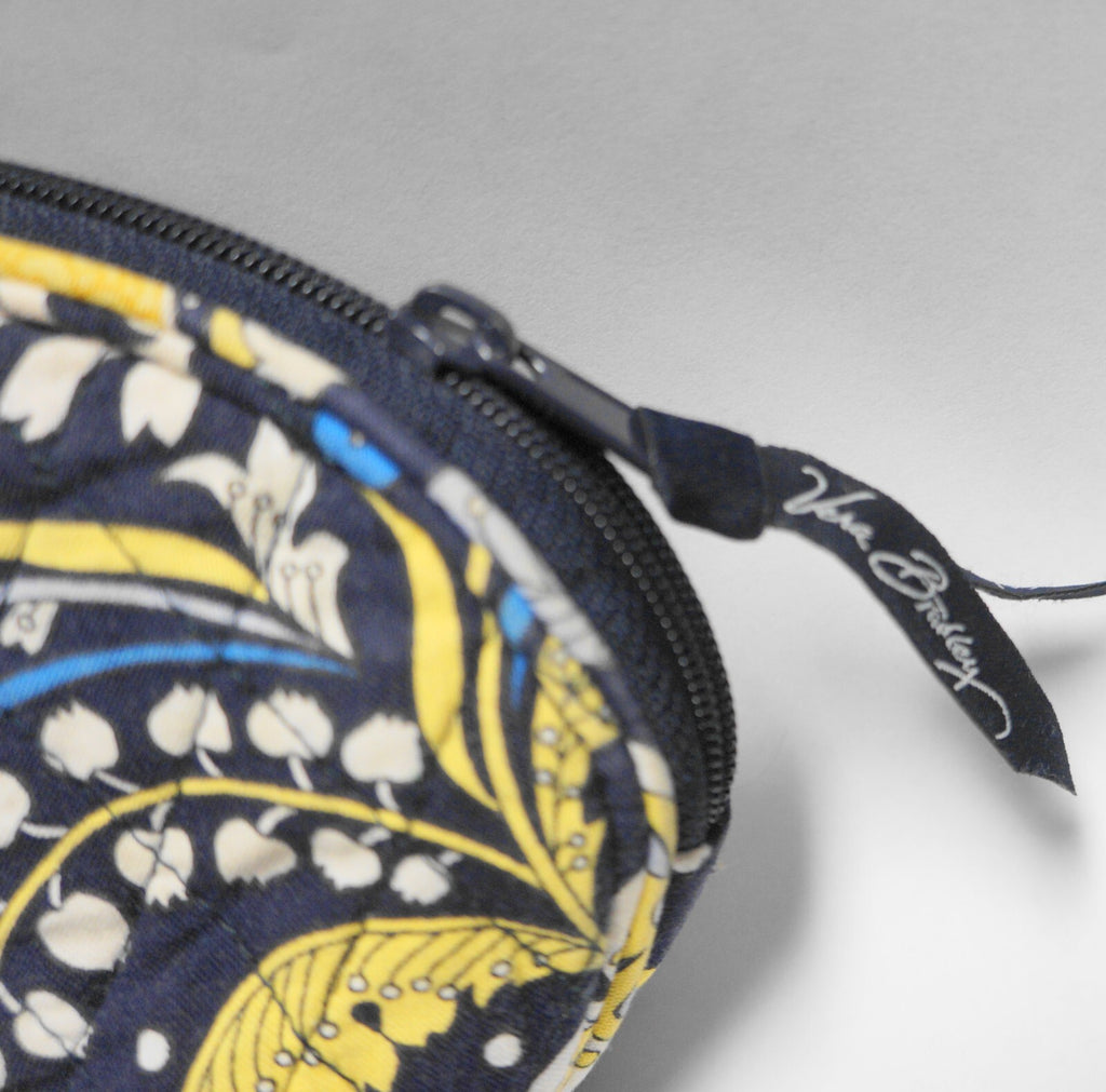 Vera Bradley Ellie Blue Makeup Cosmetic Medium Zipper Pouch With Mirror