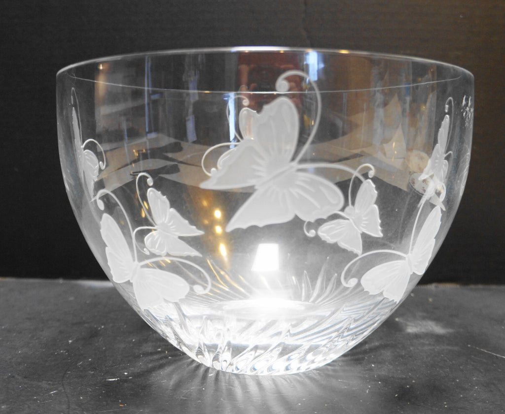 Lenox Crystal Butterfly Etch 9 IN Serving Bowl Giftware