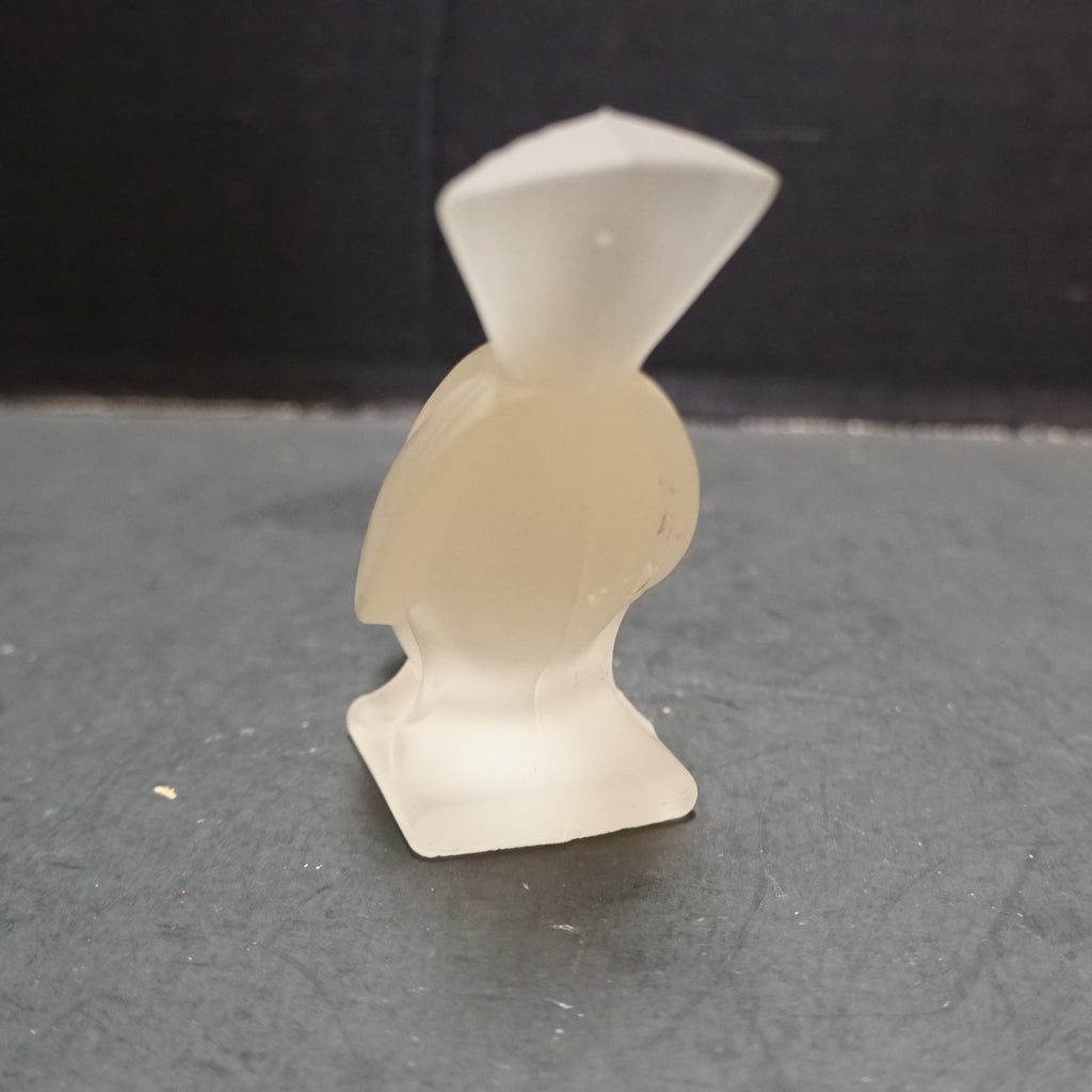 SOLD Smith Satin Frosted Glass Bird Figurine Head Down Nodding Sparrow Wren
