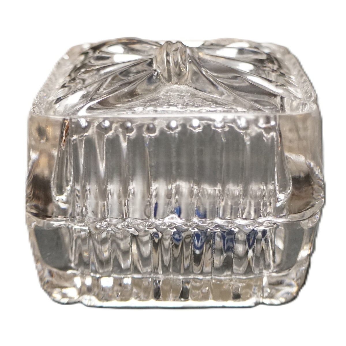 Crystal Clear Industries Bow Lid Square Trinket Box Lead Crystal Yugoslavia