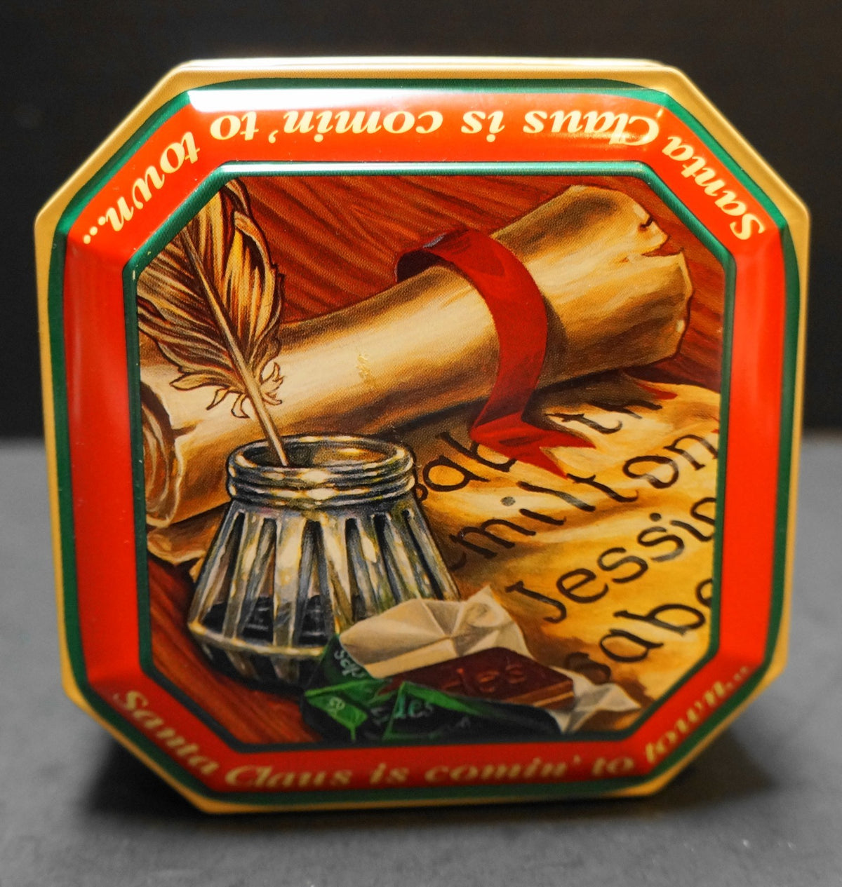 Andes Mints 1998 Christmas Tin Santa Claus is Coming To Town