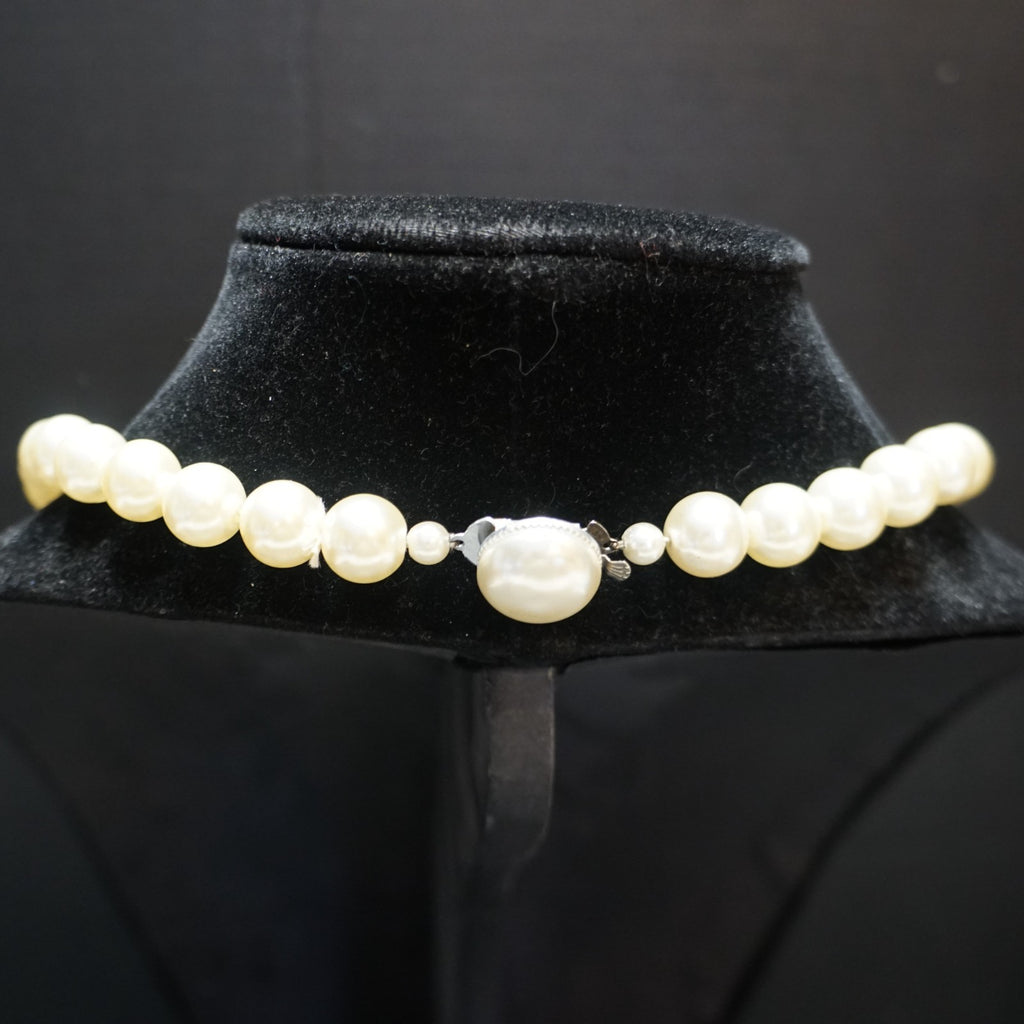Hong Kong Long Faux Pearl Bead Necklace 28 IN