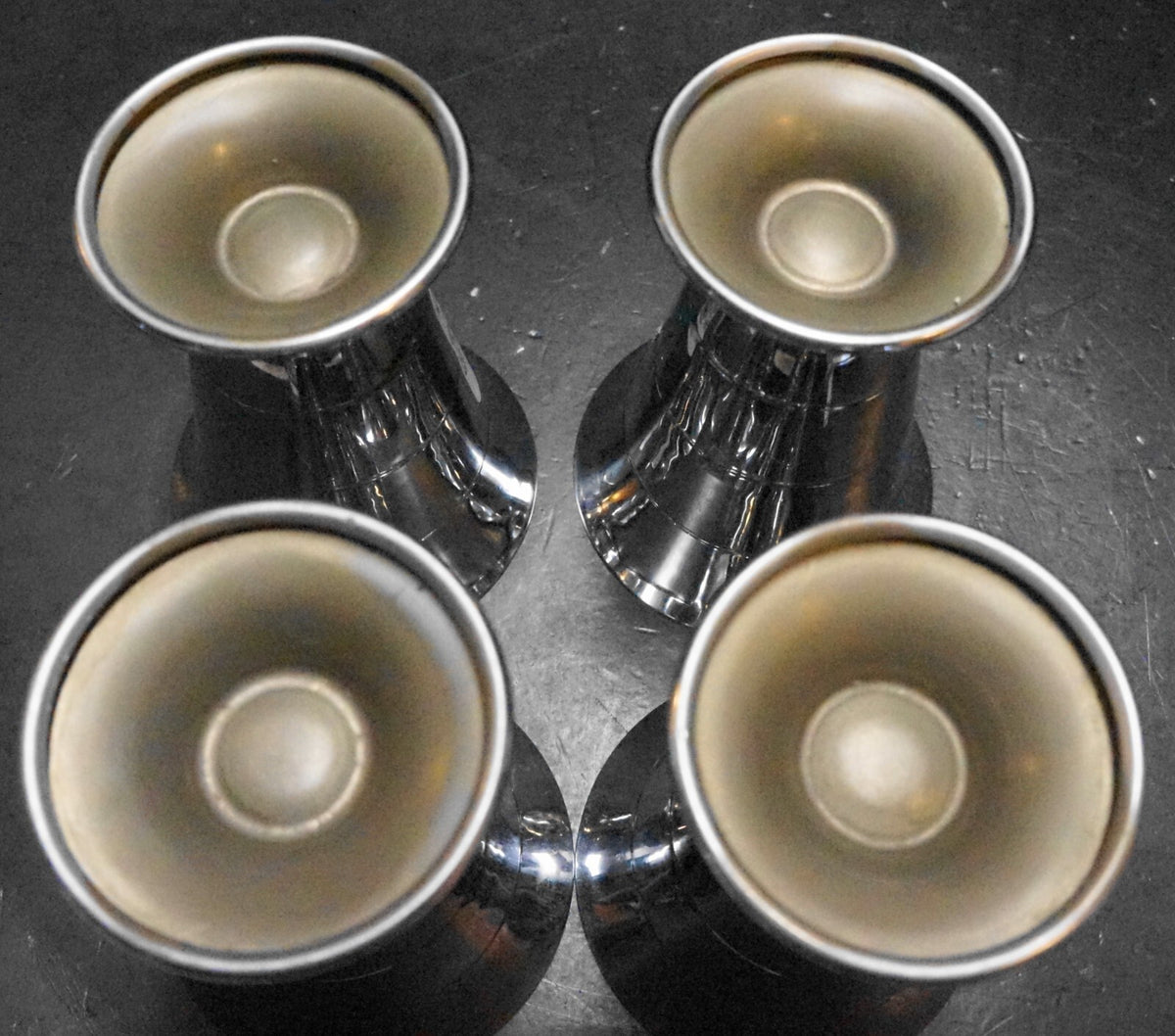 Chrome Footed Cordials Set of 4 3 1/2 IN Unsigned