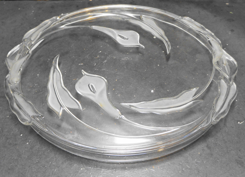 Mikasa Flair Crystal Frosted Calla Lily Cake Plate Platter