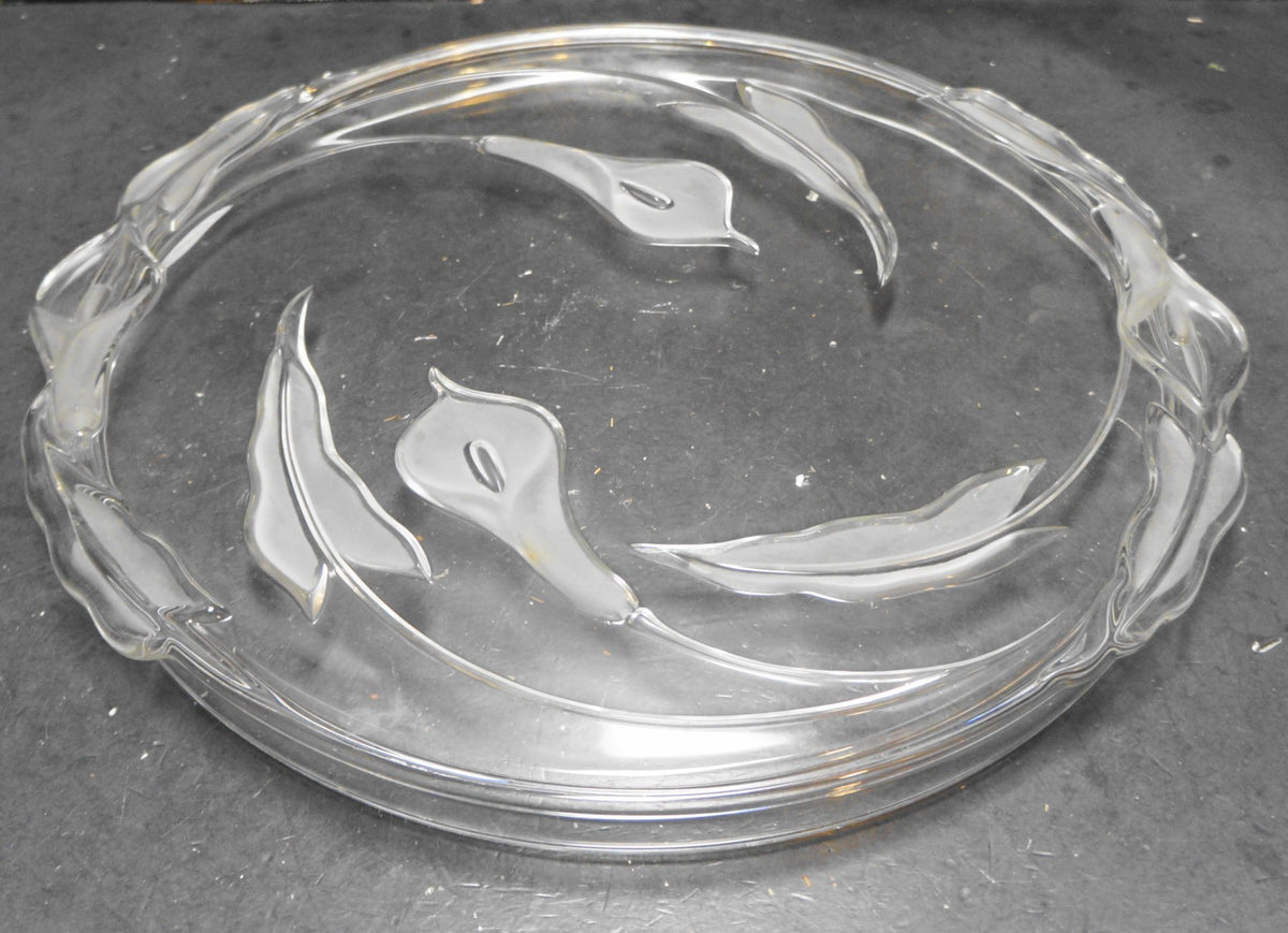 Mikasa Flair Crystal Frosted Calla Lily Cake Plate Platter