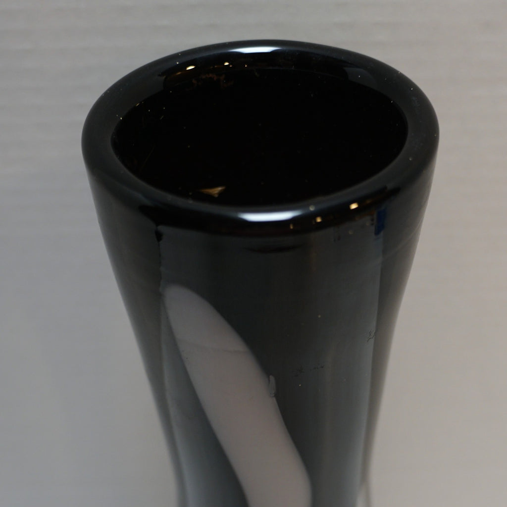 CYS Excel Art Glass Black White Tall Vase 15 IN