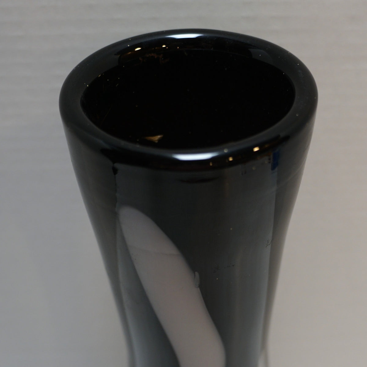 CYS Excel Art Glass Black White Tall Vase 15 IN