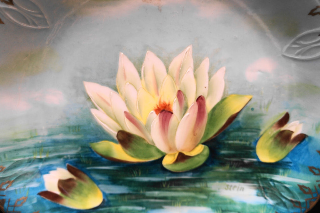 Beyer & Bock Water Lily Hand Painted Artist Signed Stein Porcelain Plate Prussia