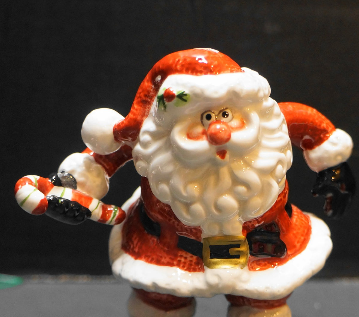 Fitz and Floyd Santa Holding Candy Cane Figurine Fine Porcelain