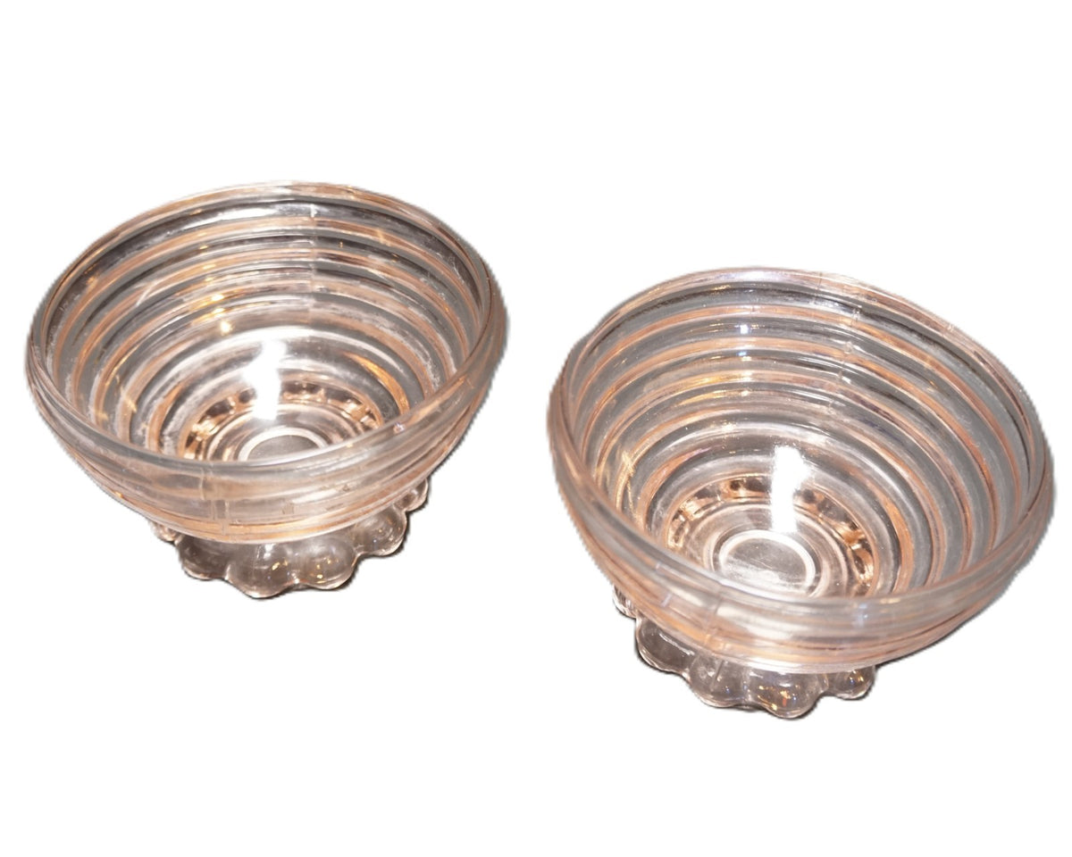 Anchor Hocking Manhattan Pink Depression Glass Sherbets Pair Ball Foot