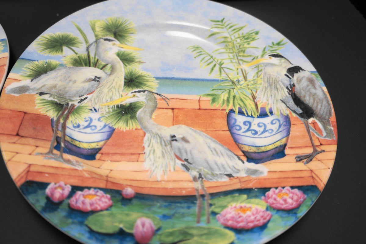 American Atelier Marsh Birds Salad Plates Set of 4 Different Designs