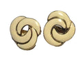 Monet Cream Enamel Gold Tone Eternity Swirl Clip Earrings