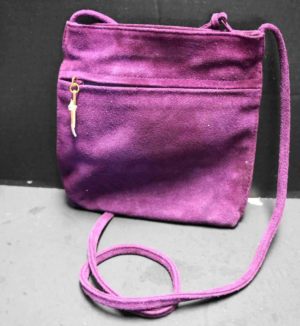 Lord and Taylor Purple Suede Simple Crossbody Shoulder Bag Purse