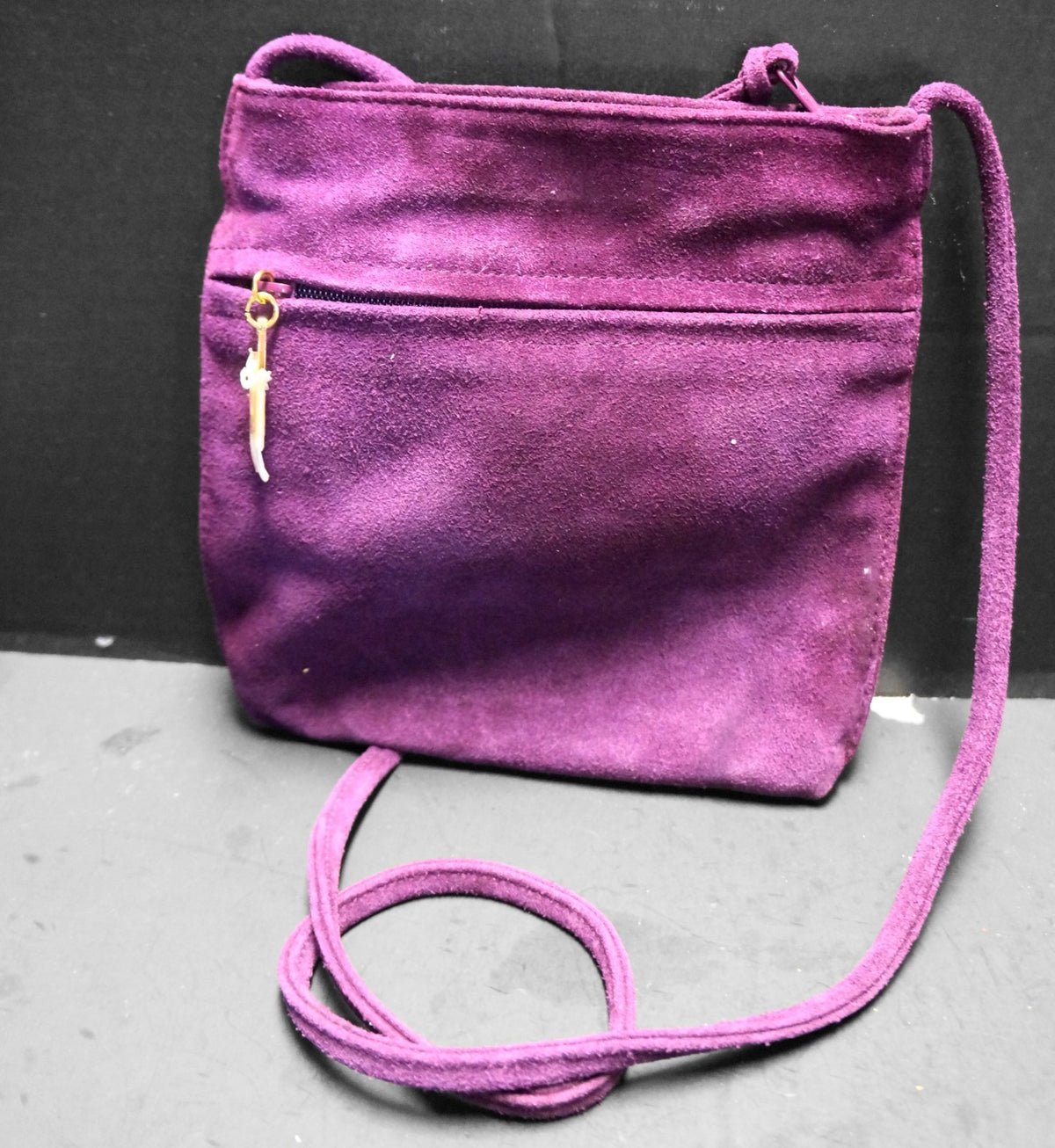 Lord and Taylor Purple Suede Simple Crossbody Shoulder Bag Purse