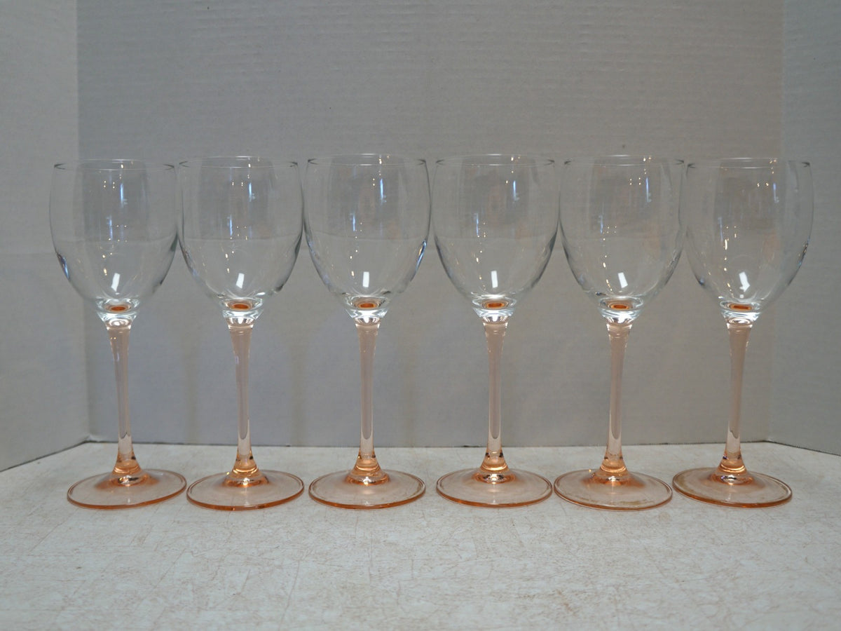 Luminarc Cristal d'Arques Durand Rose Pink Stem Claret Wine Glasses Set of 6