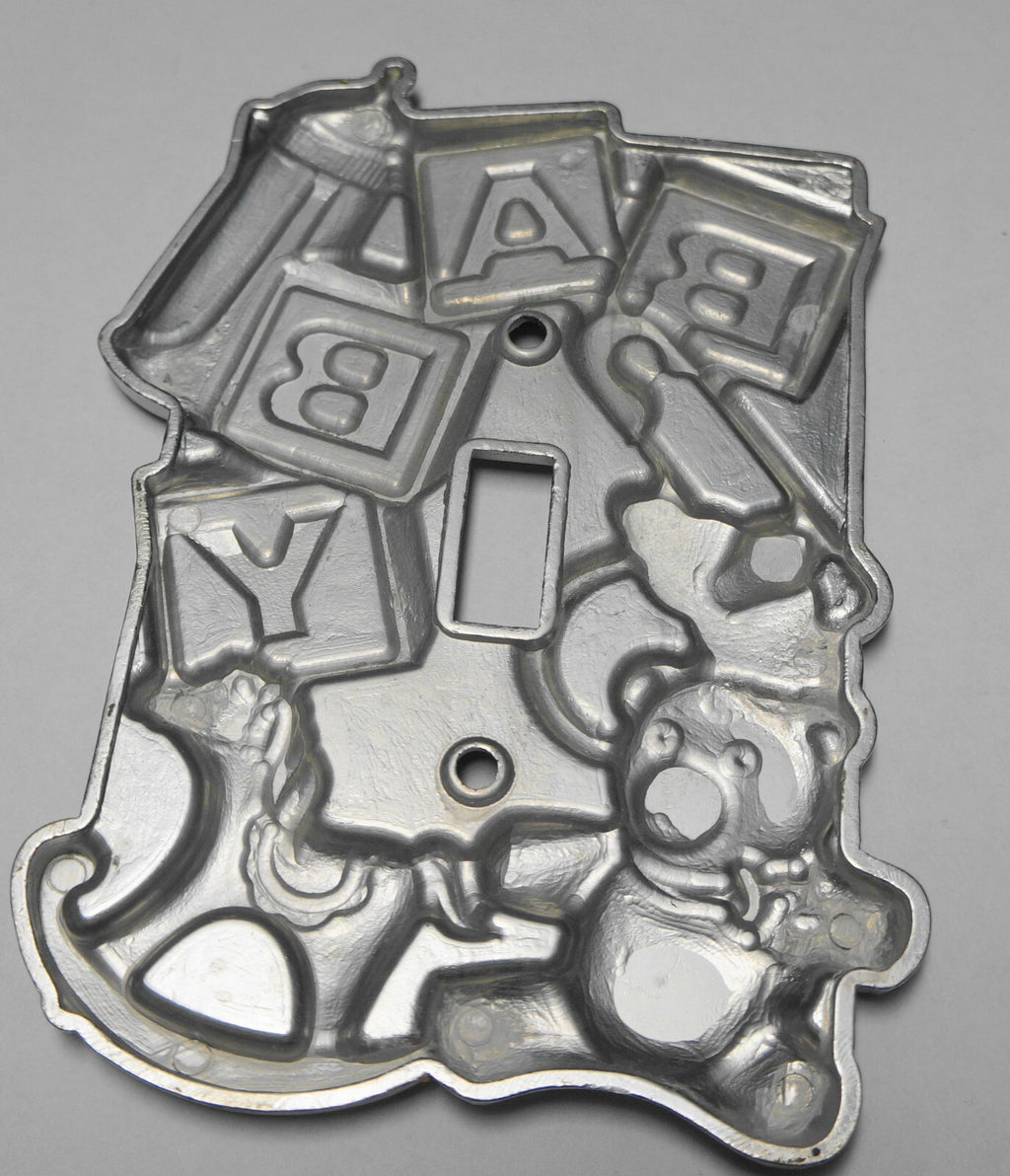 Baby Alphabet Blocks Diaper Pin Teddy Bear Bottle Pewter Light Switch Plate