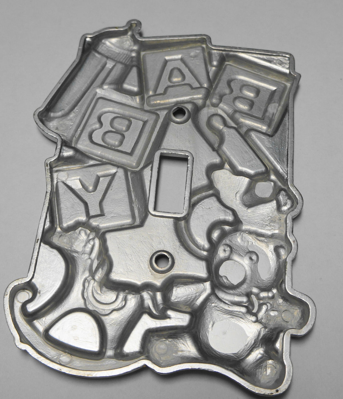 Baby Alphabet Blocks Diaper Pin Teddy Bear Bottle Pewter Light Switch Plate