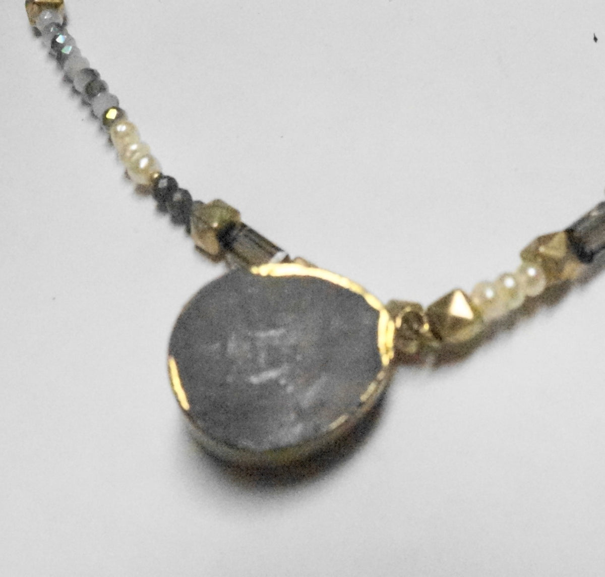 Amethyst Druzy Pendant Freshwater Pearl Necklace