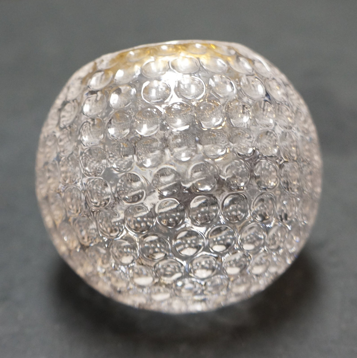 Lead Crystal Golf Ball Desk Clock Paperweight