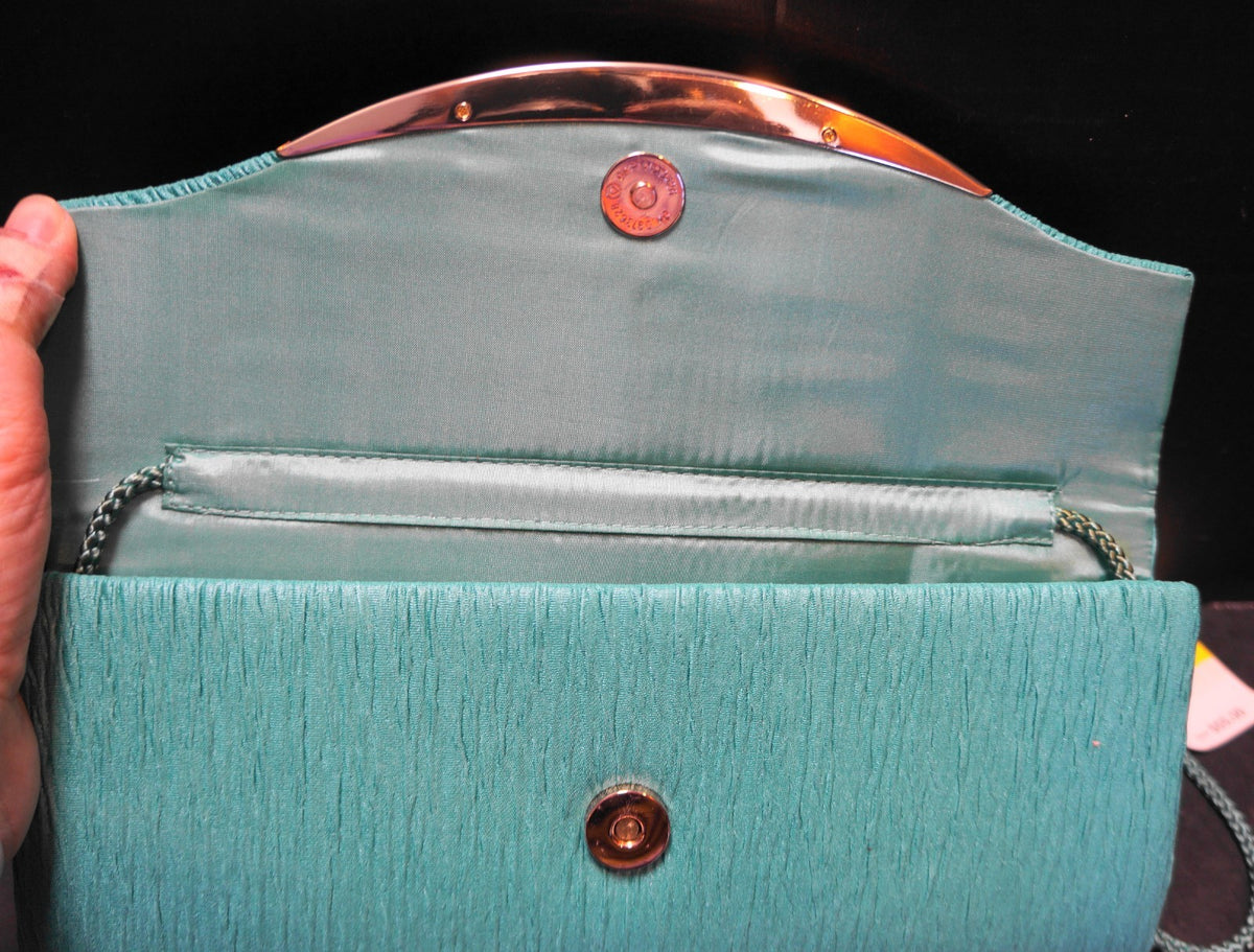Jessica McClintock Green Ruched Evening Bag Clutch NWT