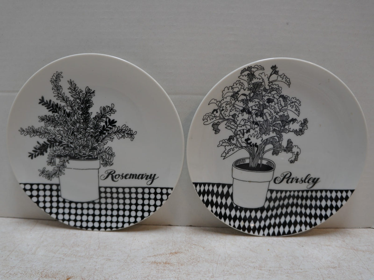 SOLD Fitz and Floyd Garden Herbs Salad Plates Pair Rosemary Parsley
