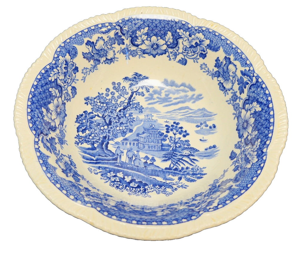 Wood & Sons Seaforth Blue Open Round Serving Bowl 8 1/2"