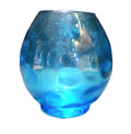 Electric Blue Dot Optic Art Glass Vase Rough Pontil