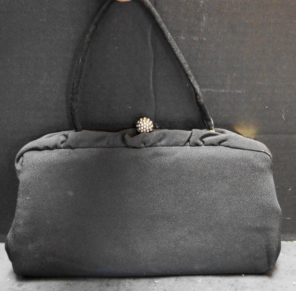 Mel-Ton Black Crepe Convertible Clutch Evening Bag
