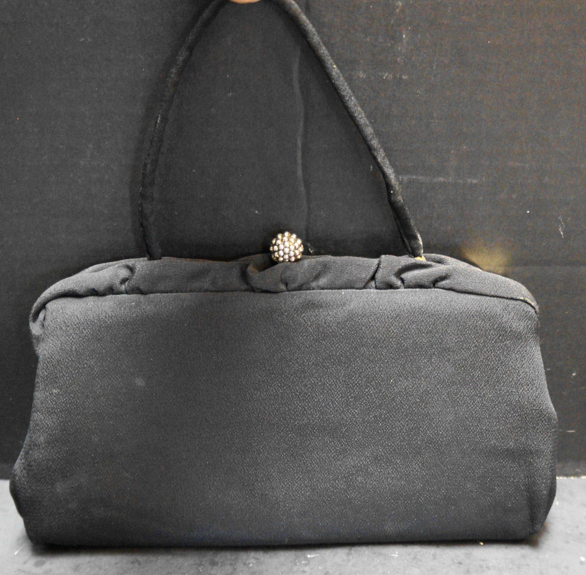 Mel-Ton Black Crepe Convertible Clutch Evening Bag