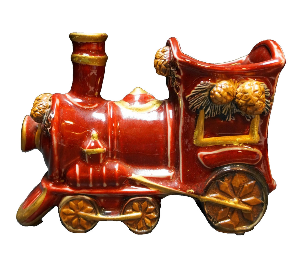 Brick Red Ceramic Christmas Train Planter