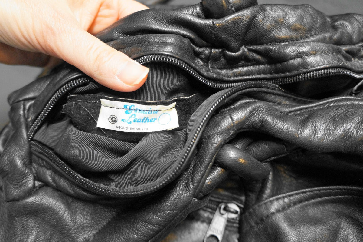 Black Leather Slouchy Hobo Shoulder Bag Purse Made in Mexico