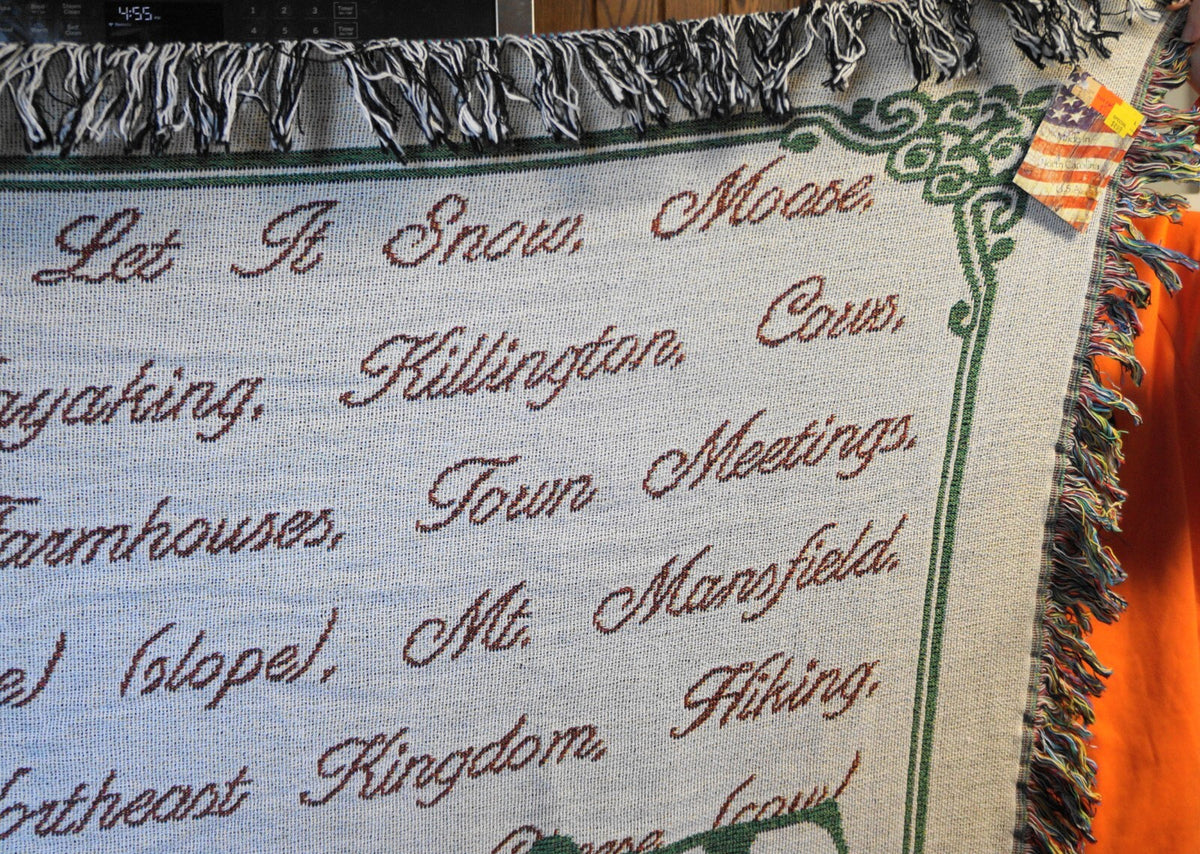 Vermont Cities Manual Wodworkers and Weavers Jacquard Throw Blanket