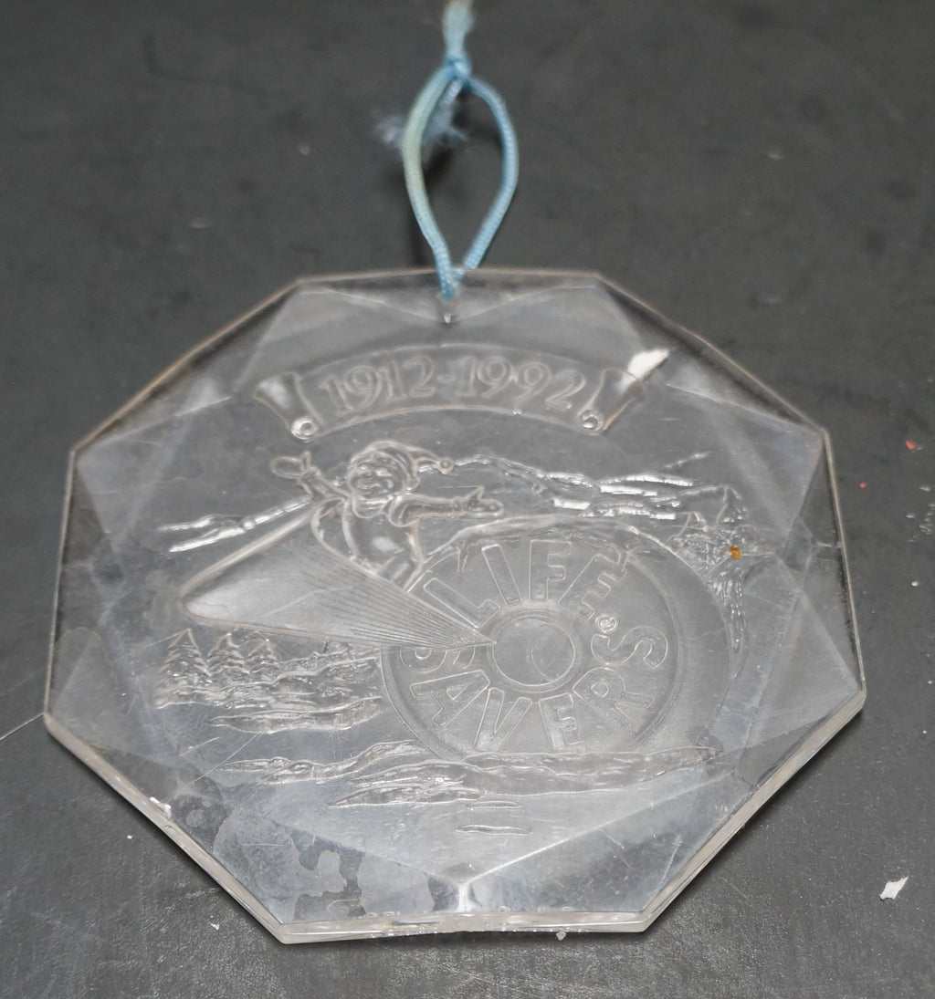 Life Savers 1912-1992 Clear Acrylic Plastic Christmas Ornament
