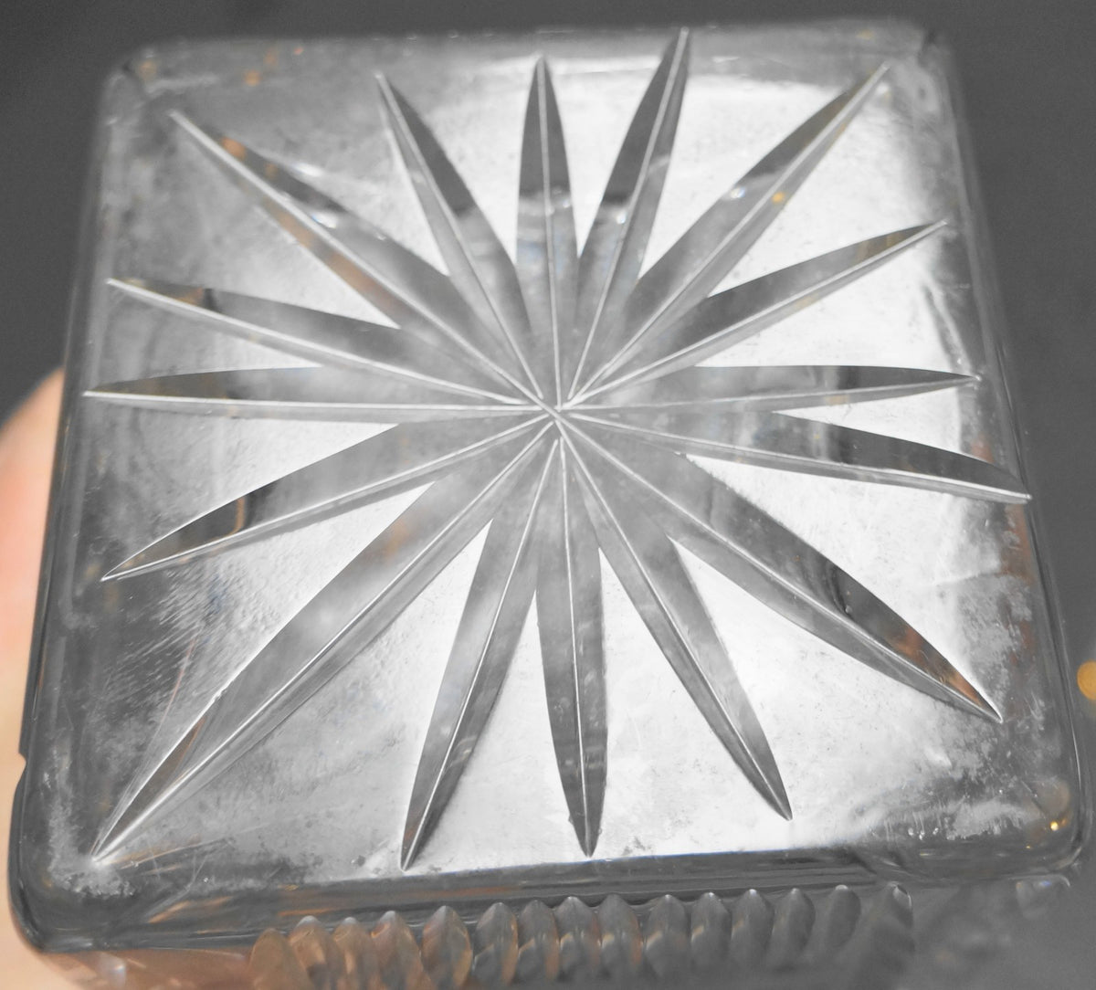 Imperlux West Germany Clear Cut Crystal Square Decanter